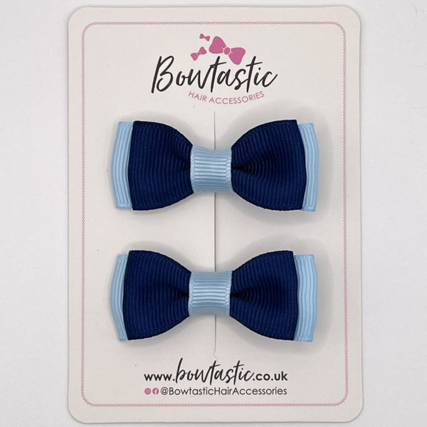 1.75 Inch Bow - Navy & Blue Topaz - 2 Pack