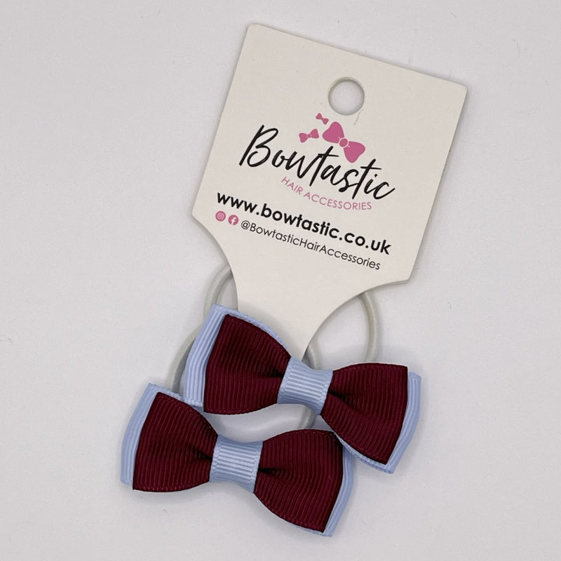 1.75 Inch Bow Thin Elastic - Burgundy & Bluebell - 2 Pack