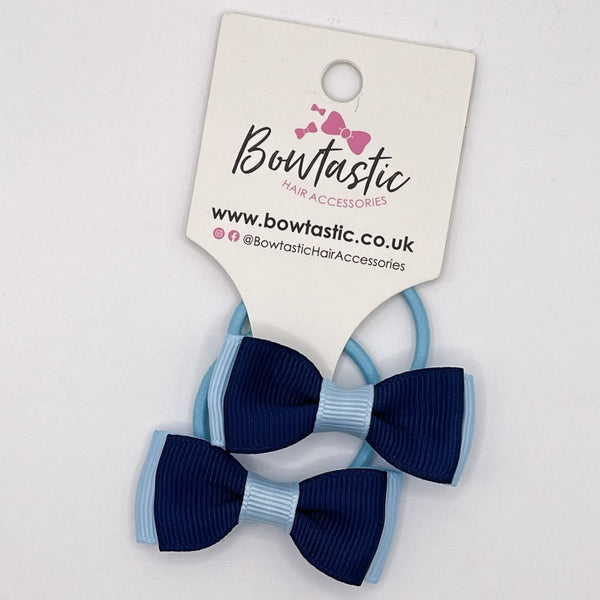 1.75 Inch Bow Thin Elastic - Navy & Blue Topaz - 2 Pack