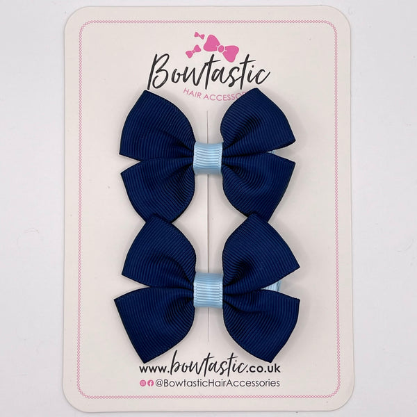 2.5 Inch Butterfly Bow - Navy & Blue Topaz - 2 Pack