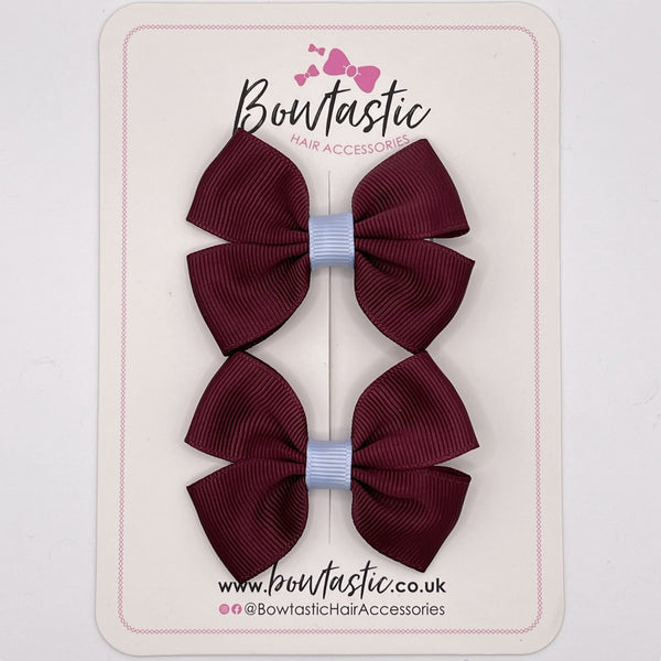 2.5 Inch Butterfly Bow - Burgundy & Blue Topaz - 2 Pack