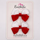 2.5 Inch Butterfly Bow - Red & White - 2 Pack
