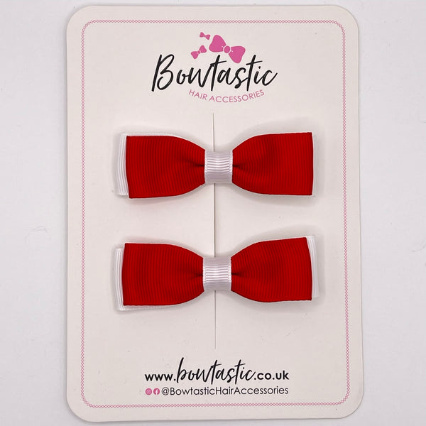 2.75 Inch Flat Bows - Red & White - 2 Pack