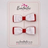 2.75 Inch Flat Bows - White & Red - 2 Pack