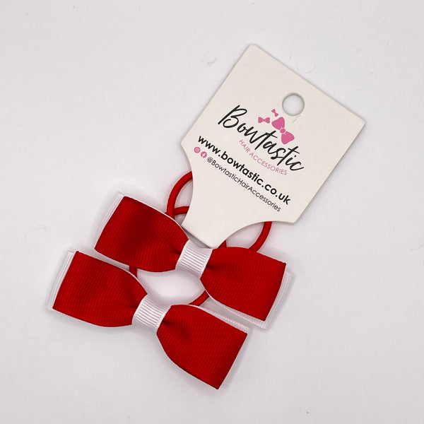 2.75 Inch Flat Bows Thin Elastic - Red & White - 2 Pack