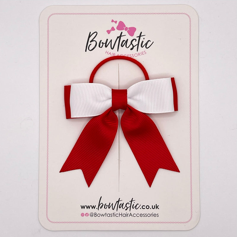 2.75 Inch Tail Bow Thin Elastic - White & Red