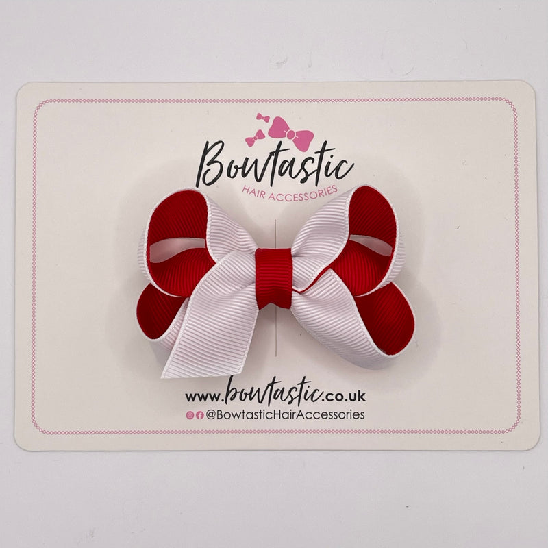 3 Inch Bow - White & Red