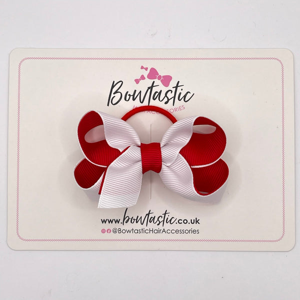 3 Inch Bow Thin Elastic - Red & White