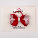 3 Inch Bow Thin Elastic - White & Red