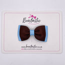 3 Inch Flat Double Bow - Brown & Blue Topaz