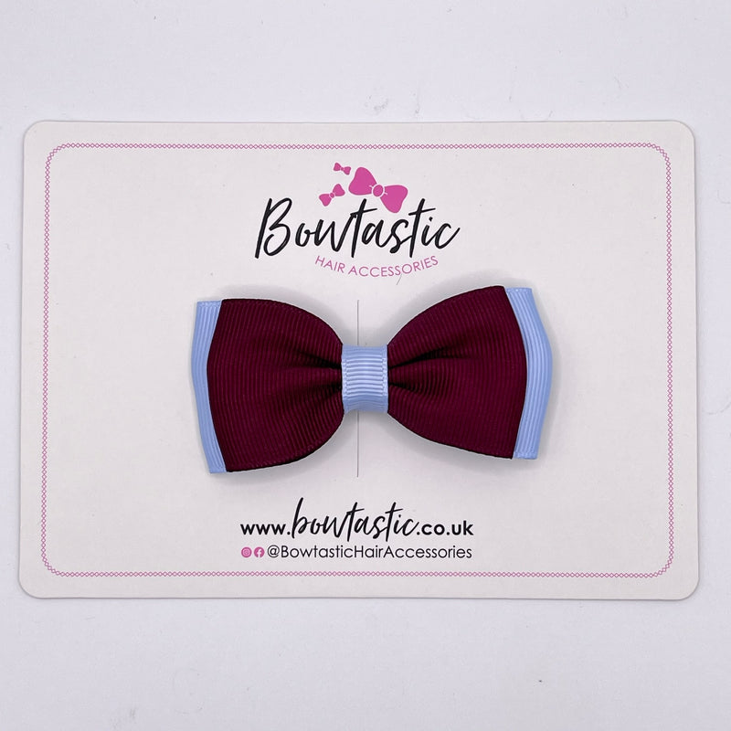 3 Inch Flat Double Bow - Burgundy & Bluebell