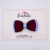 3 Inch Flat Double Bow - Burgundy & Bluebell