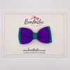 3 Inch Flat Double Bow - Purple & Jade Green