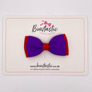 3 Inch Flat Double Bow - Purple & Red
