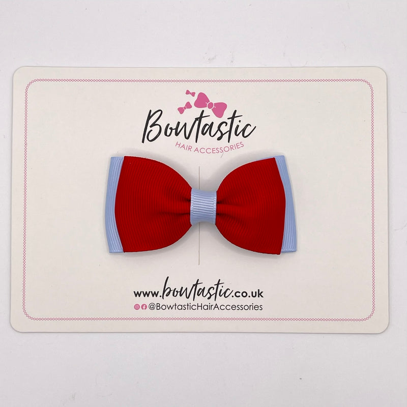 3 Inch Flat Double Bow - Red & Bluebell