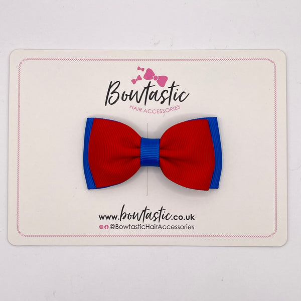 3 Inch Flat Double Bow - Red & Royal Blue