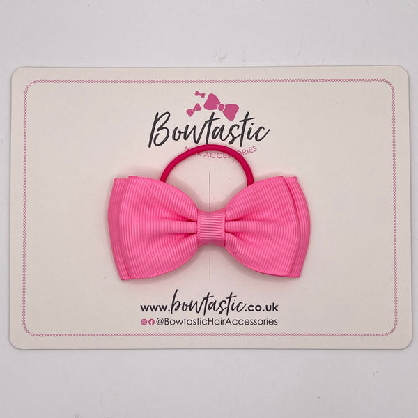 3 Inch Flat Double Bow Thin Elastic - Geranium Pink