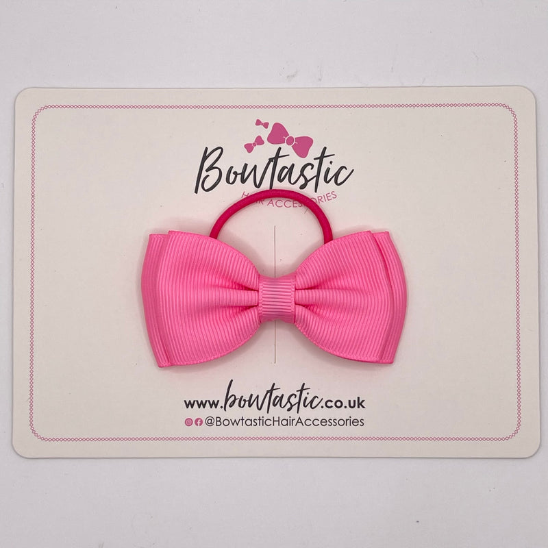 3 Inch Flat Double Bow Thin Elastic - Geranium Pink