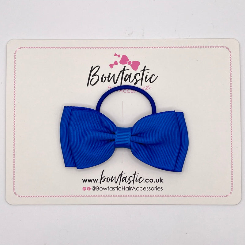 3 Inch Flat Double Bow Thin Elastic - Royal Blue