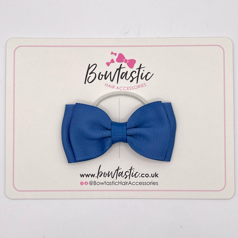 3 Inch Flat Double Bow Thin Elastic - Smoke Blue