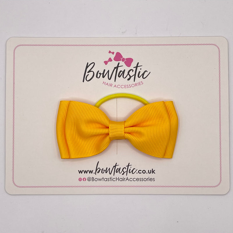 3 Inch Flat Double Bow Thin Elastic - Yellow Gold