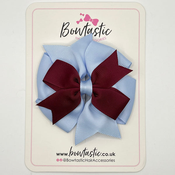 3 Inch Pinwheel Bow - Burgundy & Bluebell