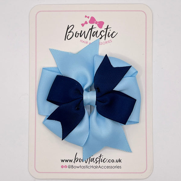 3 Inch Pinwheel Bow - Navy & Blue Topaz