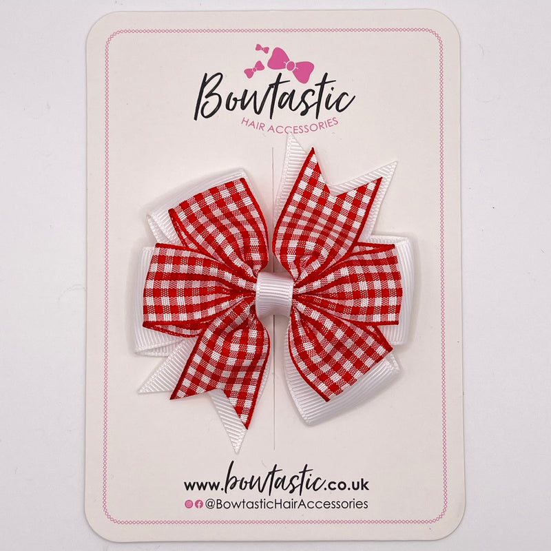 3 Inch Pinwheel Bow - Red & White Gingham