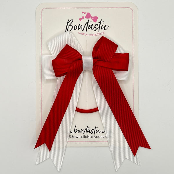 4 Inch Tail Bow Bobble - Red & White