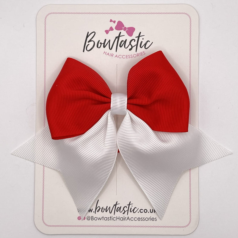 3.5 Inch Flat Tail Bow Thin Elastic - Red & White