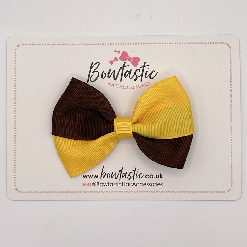 3.5 Inch Twist Bow - Brown & Yellow Gold