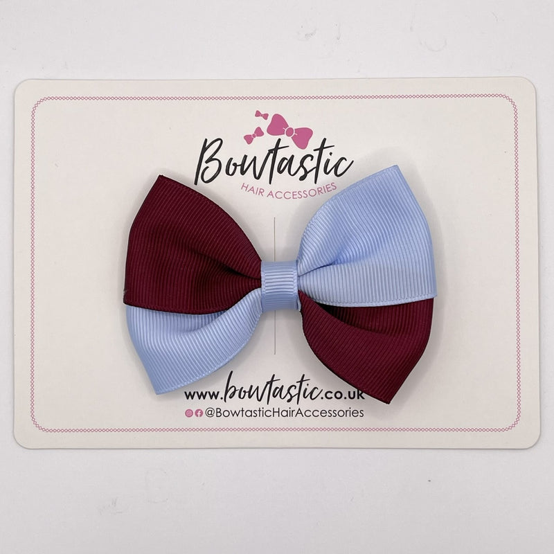 3.5 Inch Twist Bow - Burgundy & Bluebell