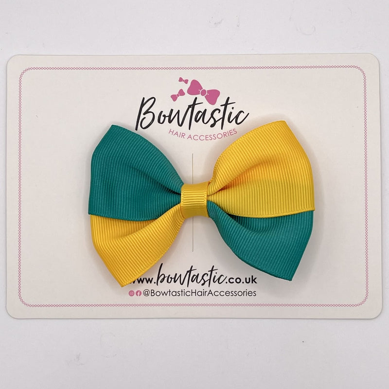 3.5 Inch Twist Bow - Jade Green & Yellow Gold