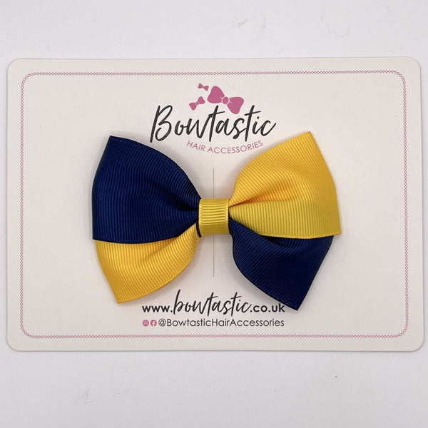 3.5 Inch Twist Bow - Navy & Yellow Gold