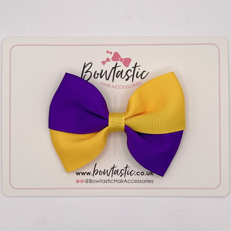 3.5 Inch Twist Bow - Purple & Yellow Gold