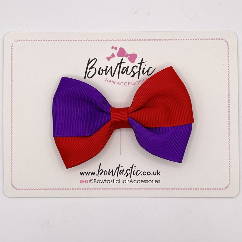 3.5 Inch Twist Bow - Red & Purple