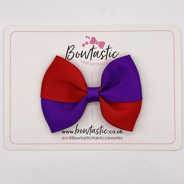 3.5 Inch Twist Bow - Purple & Red