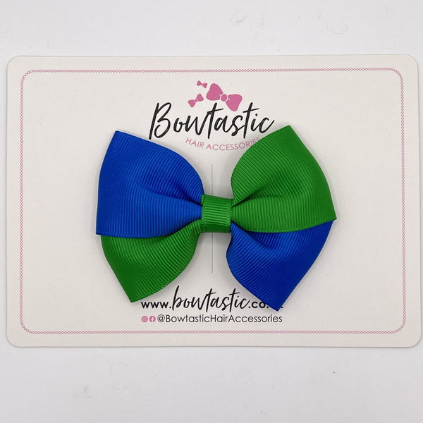 3.5 Inch Twist Bow - Royal Blue & Emerald Green