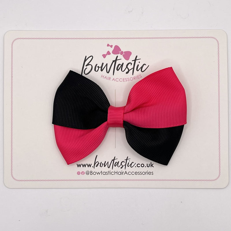 3.5 Inch Twist Bow - Shocking Pink & Black