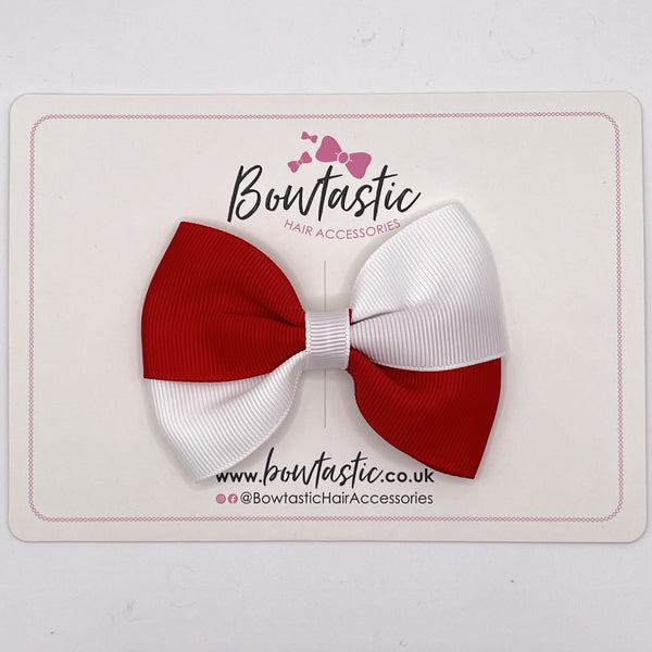 3.5 Inch Twist Bow - White & Red