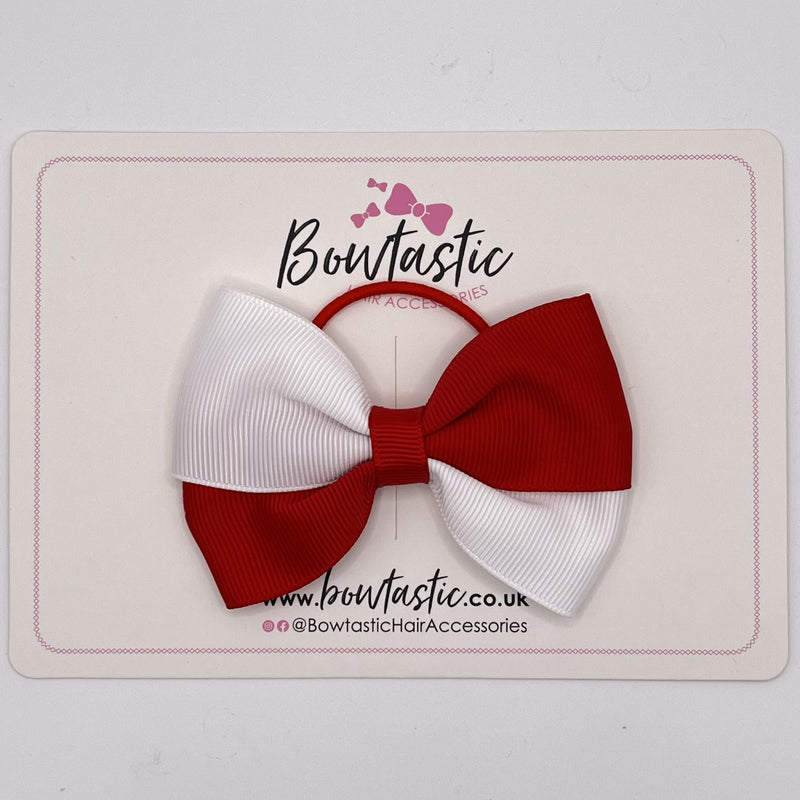 3.5 Inch Twist Bow Thin Elastic - Red & White