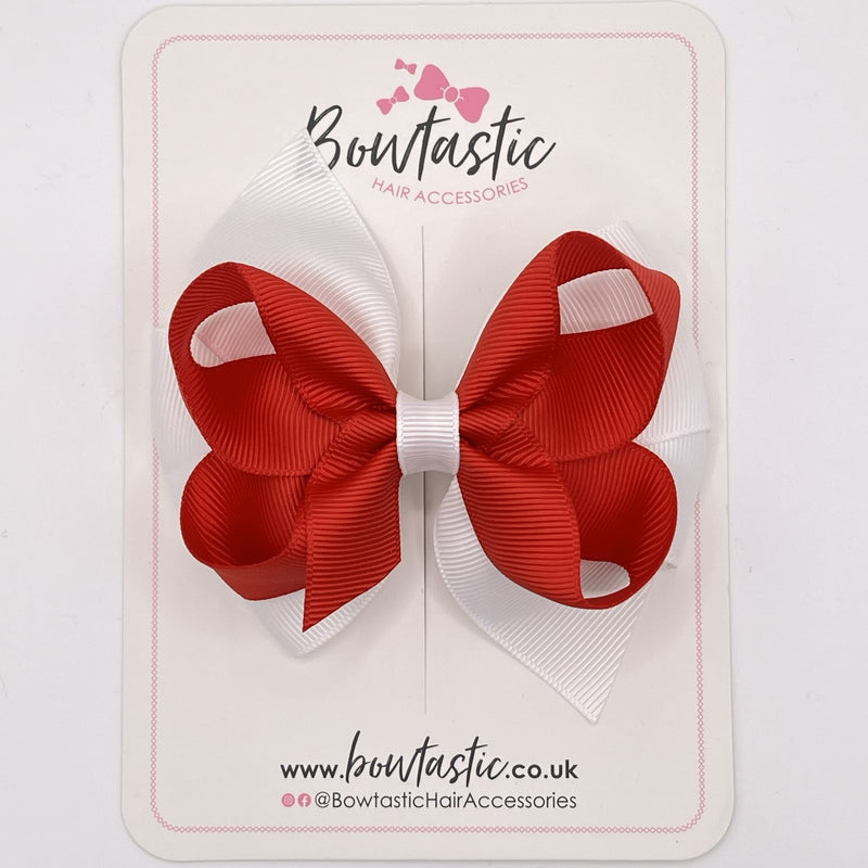 4 Inch Double Bow - Red & White