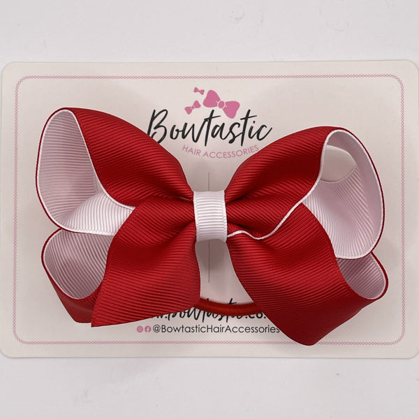 4 Inch Double Ribbon Bow Bobble - Red & White