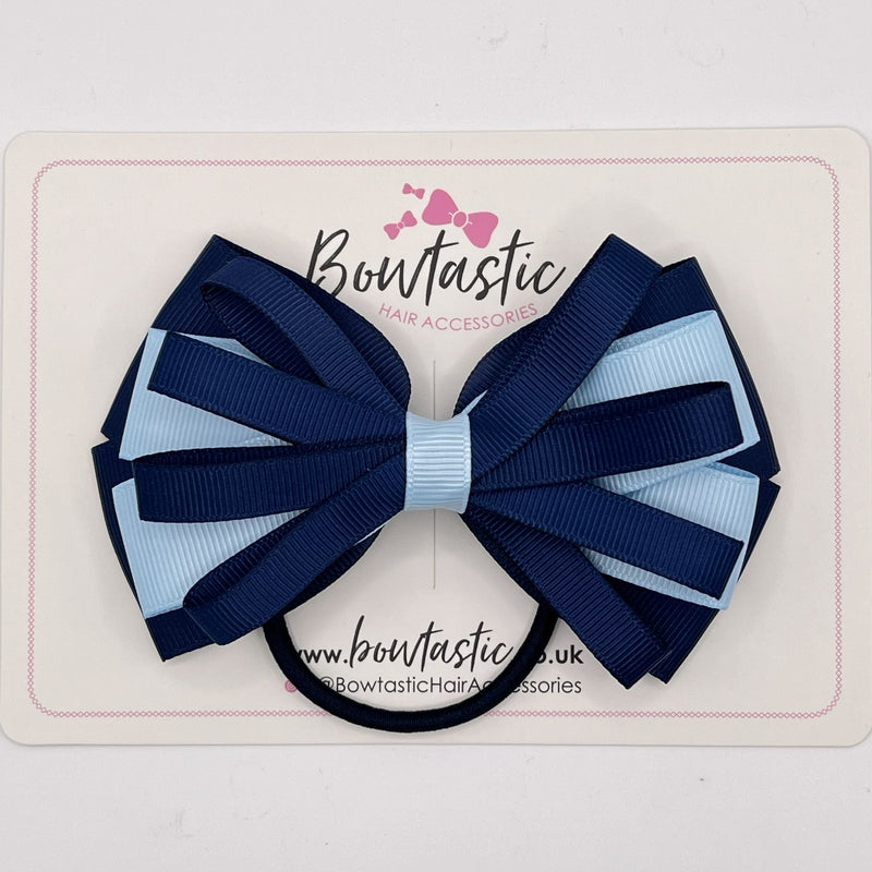 4 Inch Loop Bow Bobble - Navy & Blue Topaz