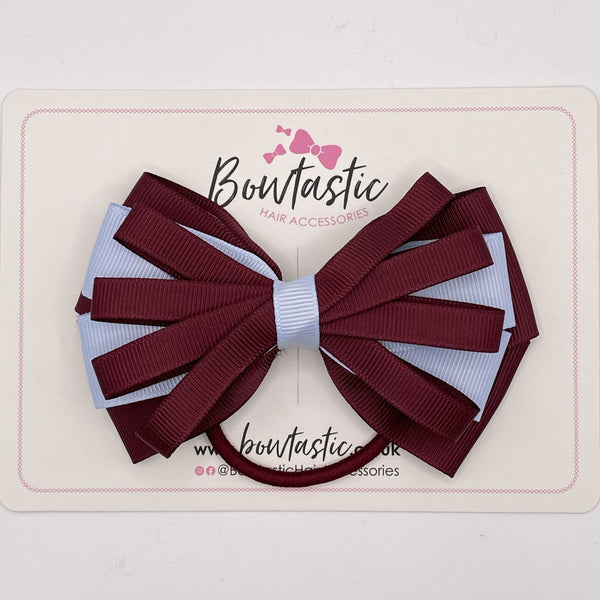 4 Inch Loop Bow Bobble - Burgundy & Bluebell