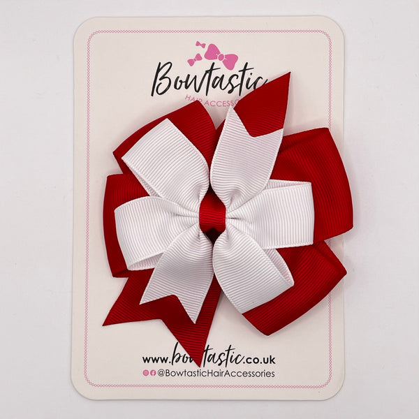 4 Inch Pinwheel Bow - White & Red