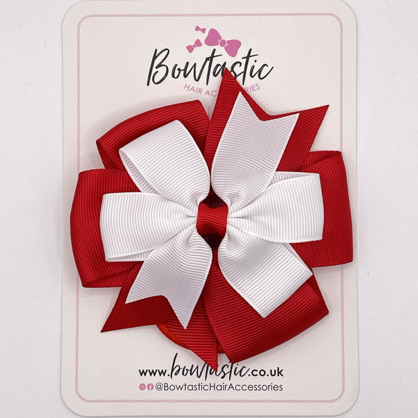 4 Inch Pinwheel Bow Bobble - White & Red