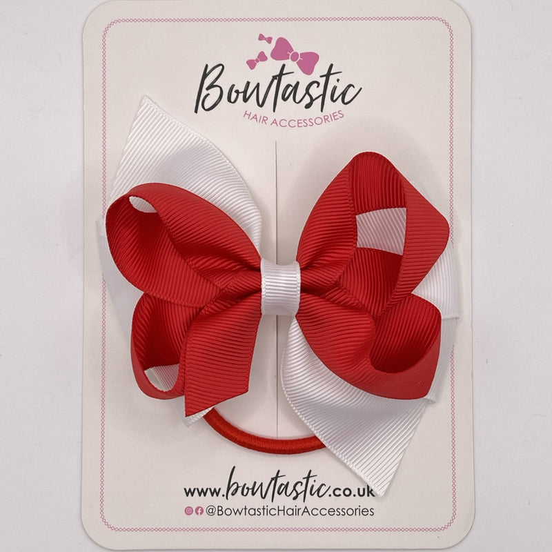 4 Inch Double Bow Bobble - Red & White