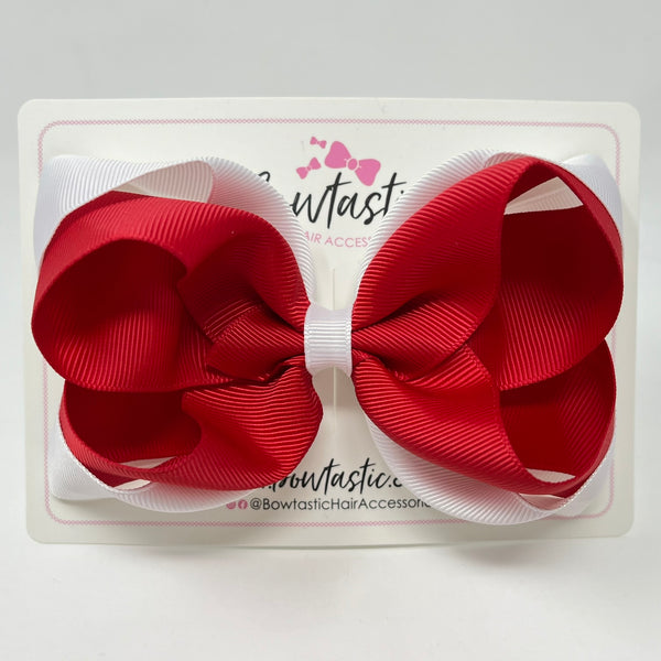 5 Inch Double Bow - Red & White