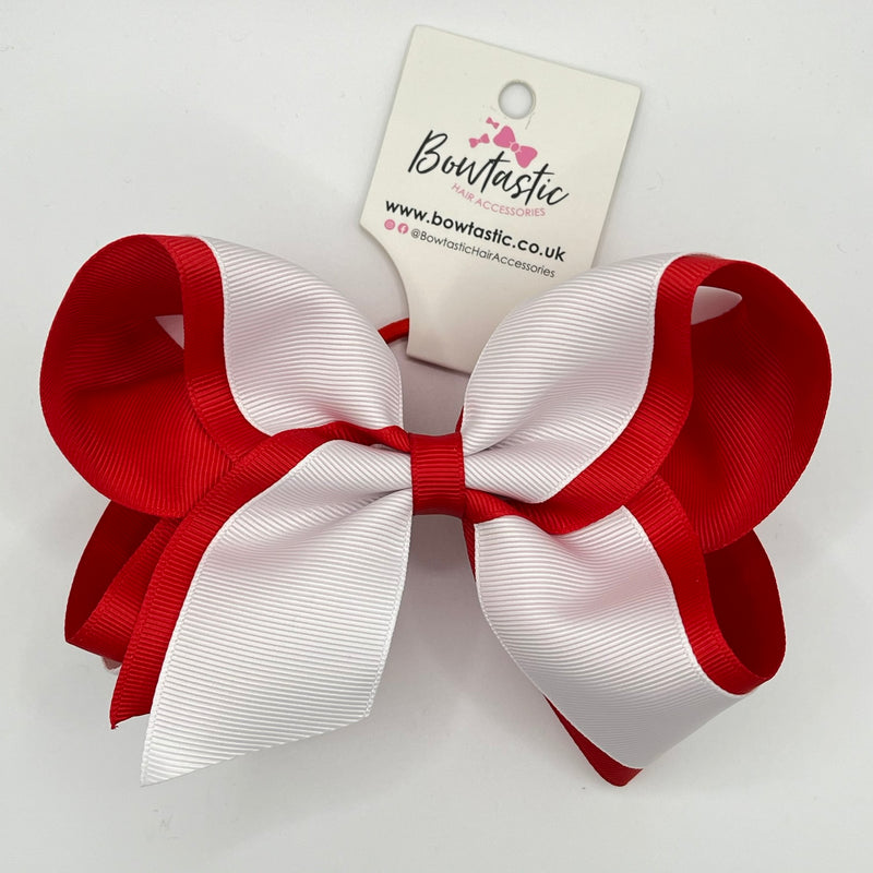 6 Inch Bow Bobble - White & Red